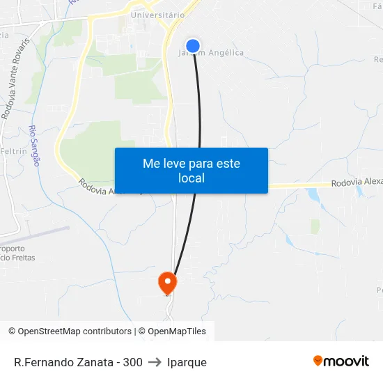 R.Fernando Zanata - 300 to Iparque map