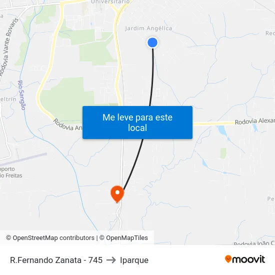 R.Fernando Zanata - 745 to Iparque map