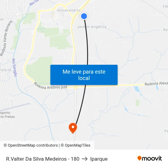 R.Valter Da Silva Medeiros - 180 to Iparque map