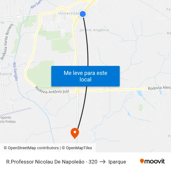 R.Professor Nicolau De Napoleão - 320 to Iparque map