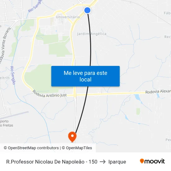 R.Professor Nicolau De Napoleão - 150 to Iparque map