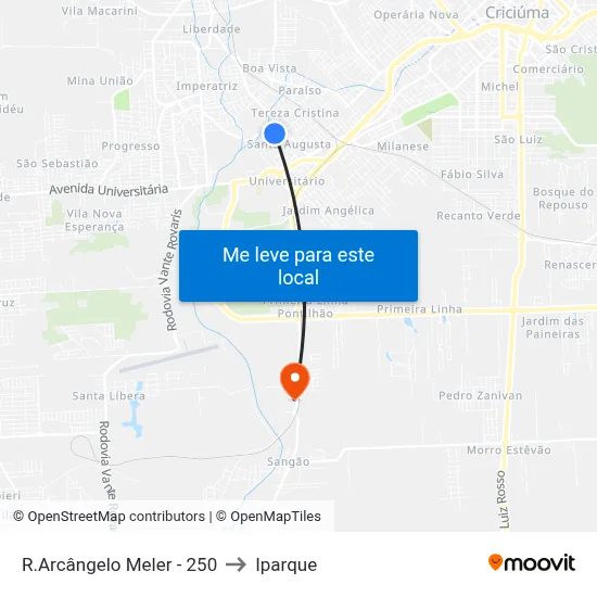 R.Arcângelo Meler - 250 to Iparque map