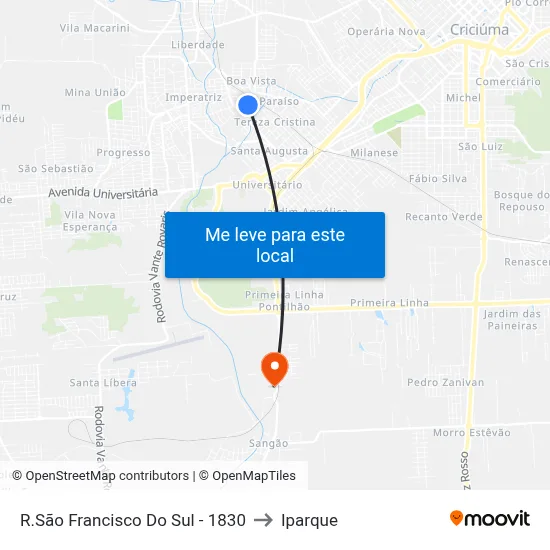 R.São Francisco Do Sul - 1830 to Iparque map