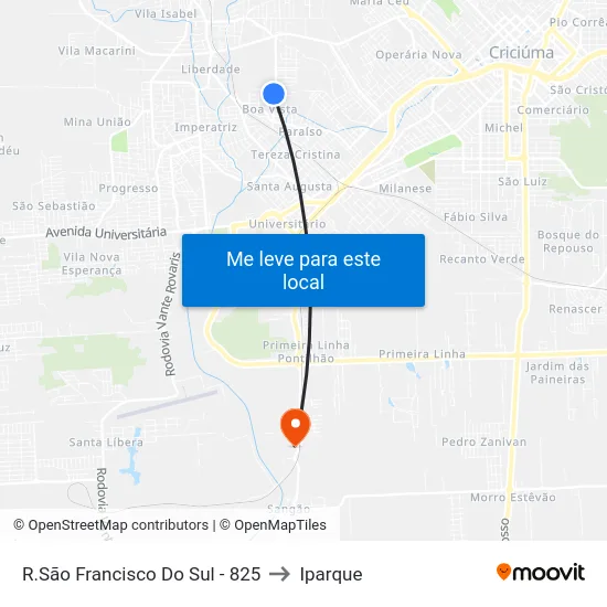 R.São Francisco Do Sul - 825 to Iparque map