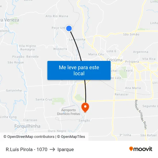 R.Luís Pirola - 1070 to Iparque map