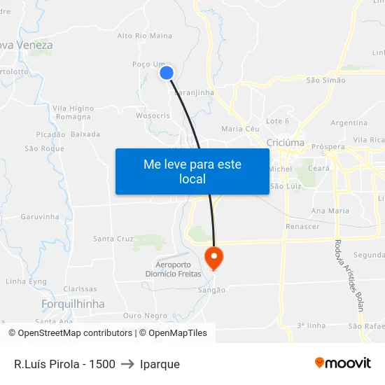 R.Luís Pirola - 1500 to Iparque map