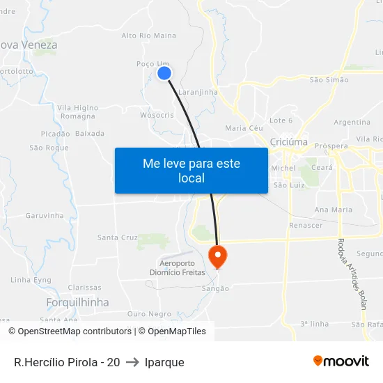 R.Hercílio Pirola - 20 to Iparque map