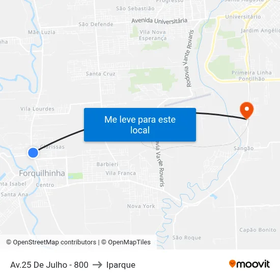 Av.25 De Julho - 800 to Iparque map