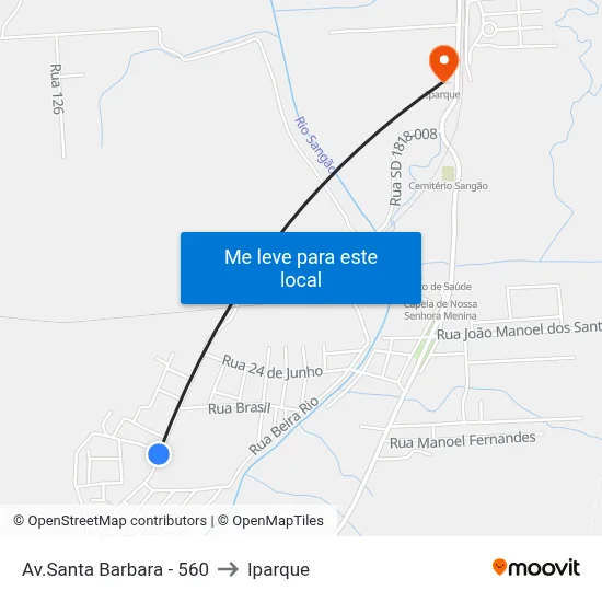 Av.Santa Barbara - 560 to Iparque map