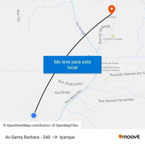 Av.Santa Barbara - 340 to Iparque map