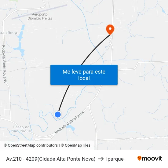 Av.210 - 4209(Cidade Alta Ponte Nova) to Iparque map