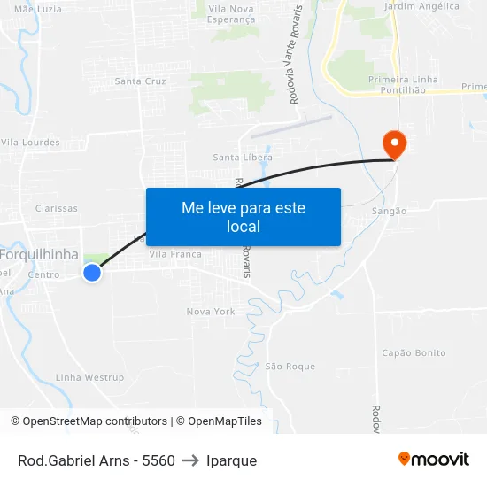 Rod.Gabriel Arns - 5560 to Iparque map