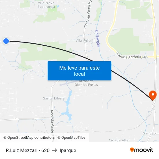 R.Luiz Mezzari - 620 to Iparque map