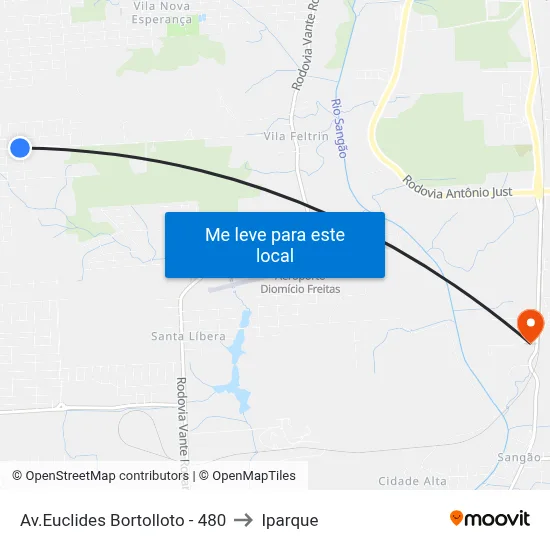 Av.Euclides Bortolloto - 480 to Iparque map