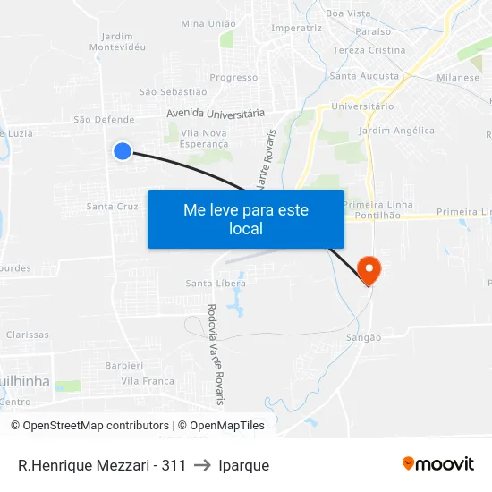 R.Henrique Mezzari - 311 to Iparque map