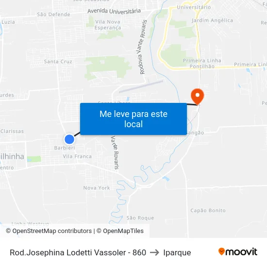 Rod.Josephina Lodetti Vassoler - 860 to Iparque map