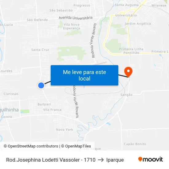 Rod.Josephina Lodetti Vassoler - 1710 to Iparque map