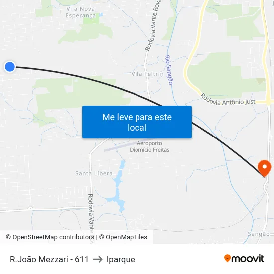 R.João Mezzari - 611 to Iparque map