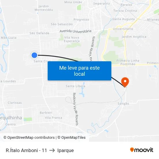 R.Ítalo Amboni - 11 to Iparque map
