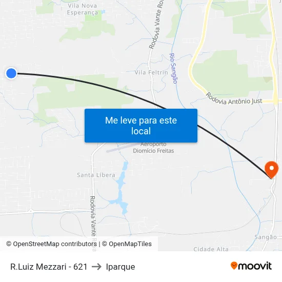 R.Luiz Mezzari - 621 to Iparque map