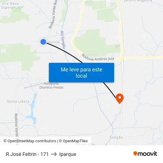 R.José Feltrin - 171 to Iparque map