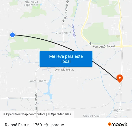 R.José Feltrin - 1760 to Iparque map