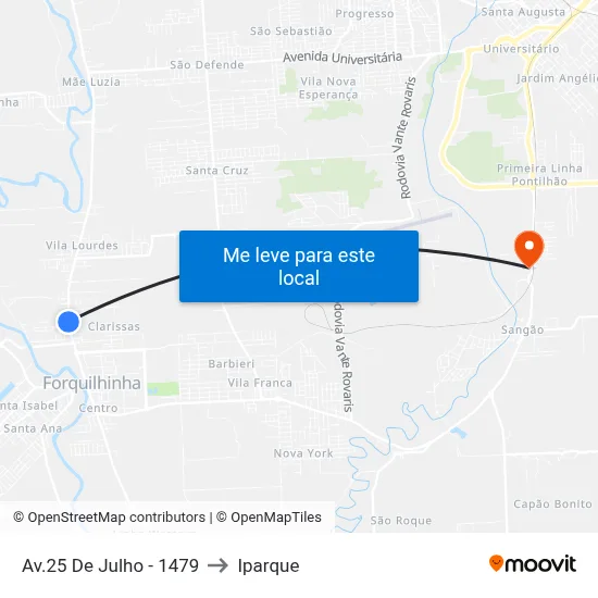 Av.25 De Julho - 1479 to Iparque map