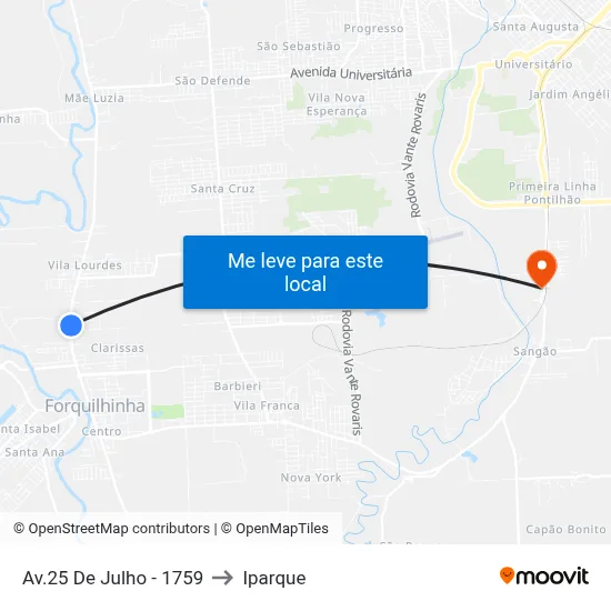 Av.25 De Julho - 1759 to Iparque map