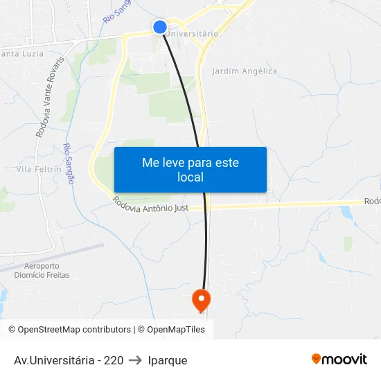 Av.Universitária - 220 to Iparque map