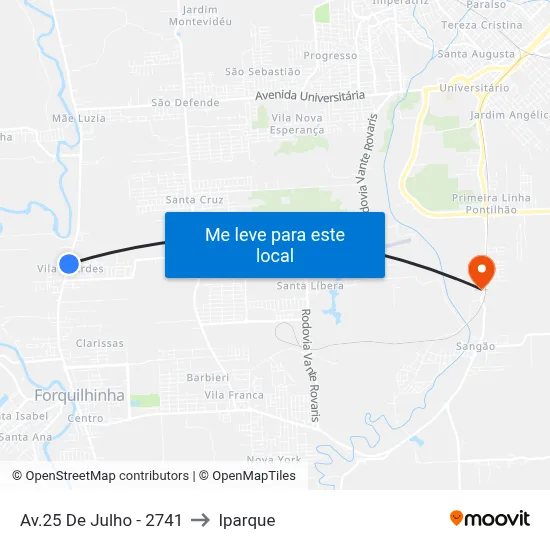 Av.25 De Julho - 2741 to Iparque map