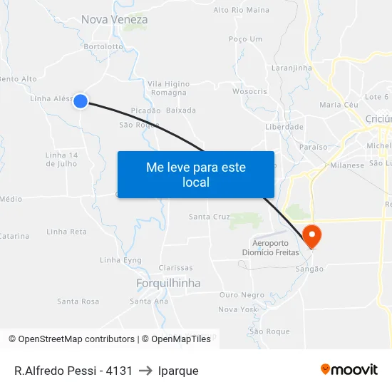 R.Alfredo Pessi - 4131 to Iparque map