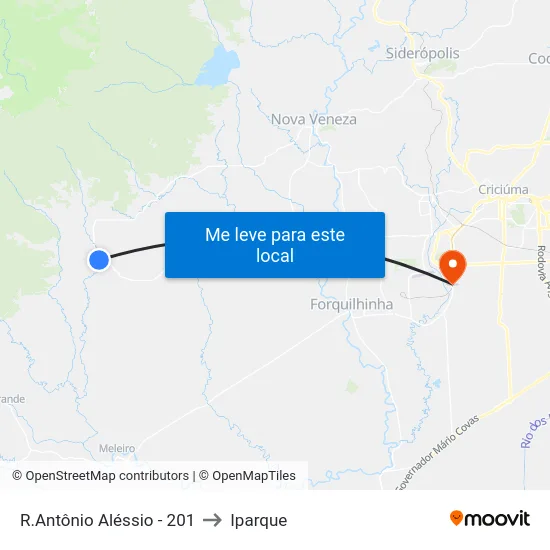 R.Antônio Aléssio - 201 to Iparque map