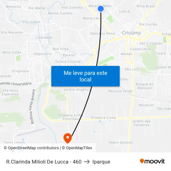 R.Clarinda Milioli De Lucca - 460 to Iparque map