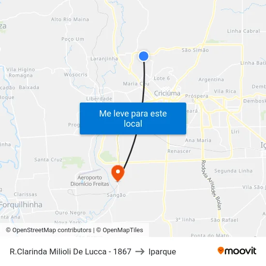 R.Clarinda Milioli De Lucca - 1867 to Iparque map
