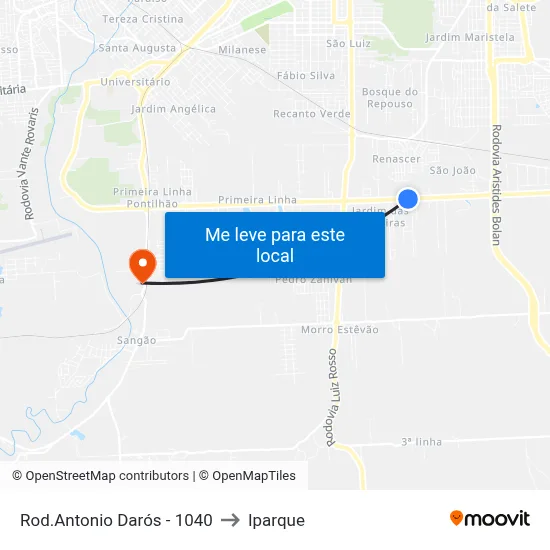 Rod.Antonio Darós - 1040 to Iparque map