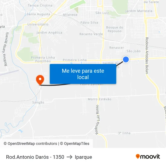 Rod.Antonio Darós - 1350 to Iparque map