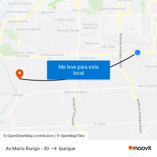 Av.Mario Burigo - 30 to Iparque map