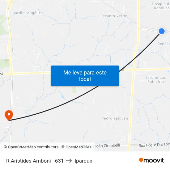 R.Aristídes Amboni - 631 to Iparque map