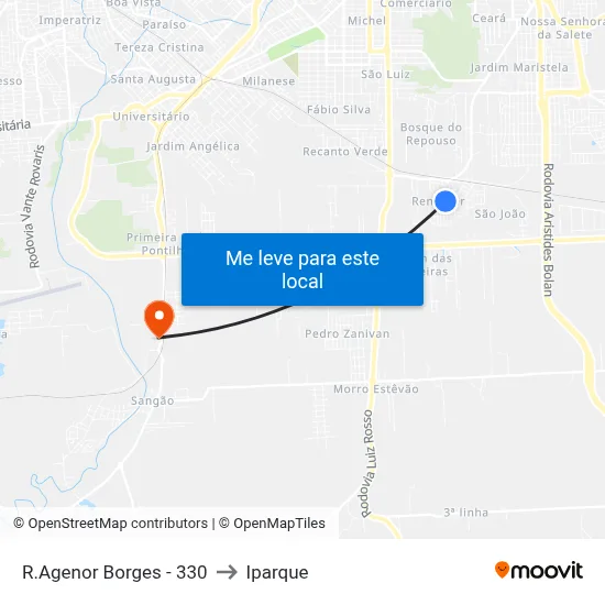 R.Agenor Borges - 330 to Iparque map