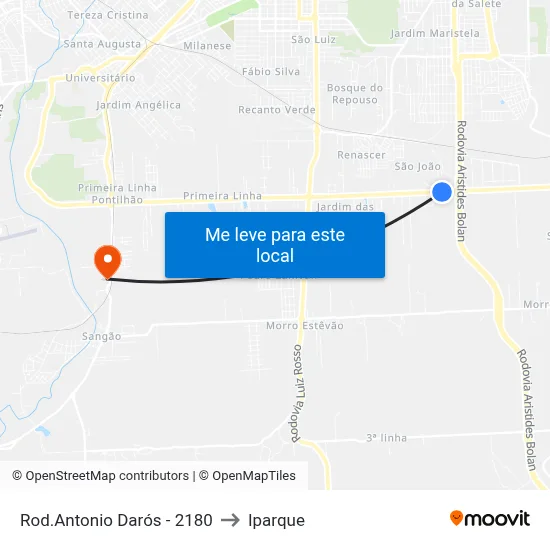 Rod.Antonio Darós - 2180 to Iparque map