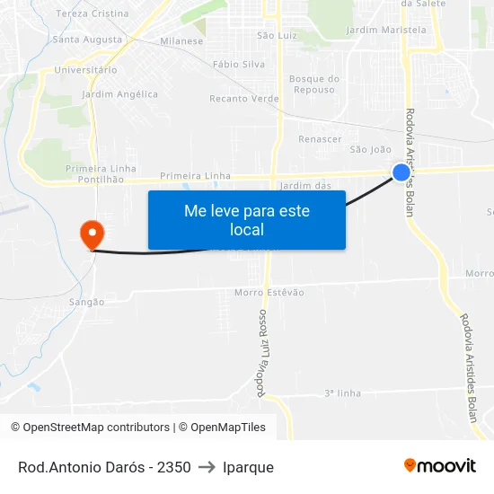 Rod.Antonio Darós - 2350 to Iparque map