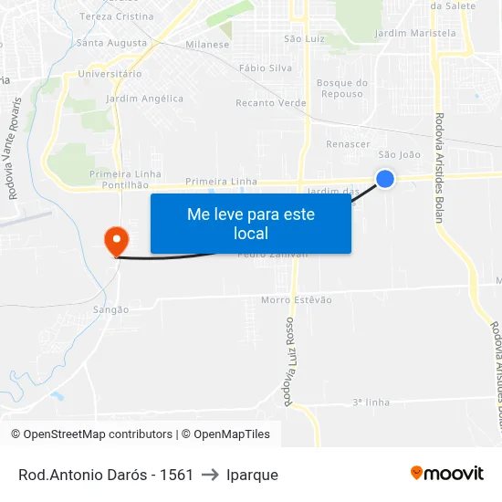 Rod.Antonio Darós - 1561 to Iparque map