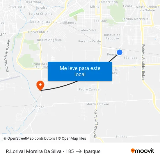 R.Lorival Moreira Da Silva - 185 to Iparque map