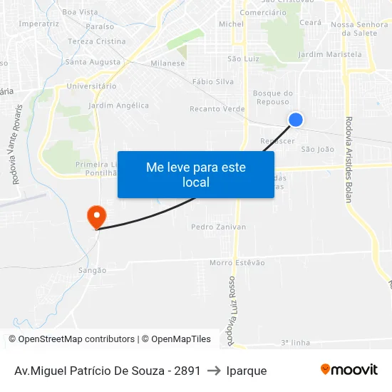 Av.Miguel Patrício De Souza - 2891 to Iparque map