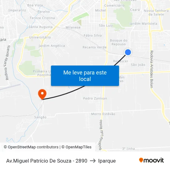 Av.Miguel Patrício De Souza - 2890 to Iparque map