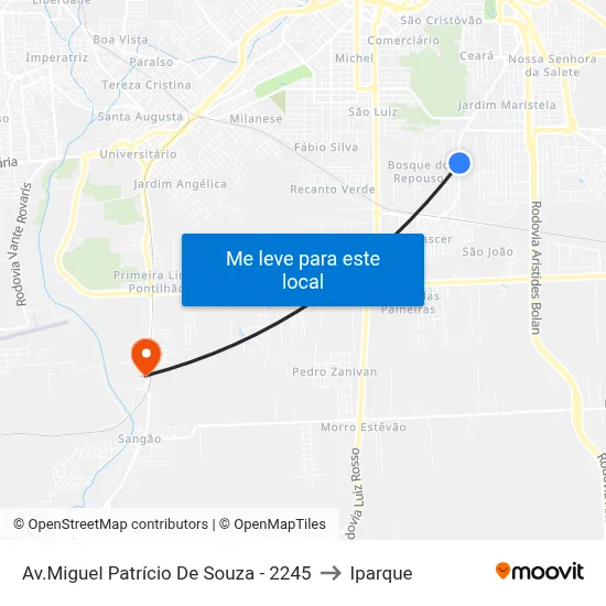 Av.Miguel Patrício De Souza - 2245 to Iparque map