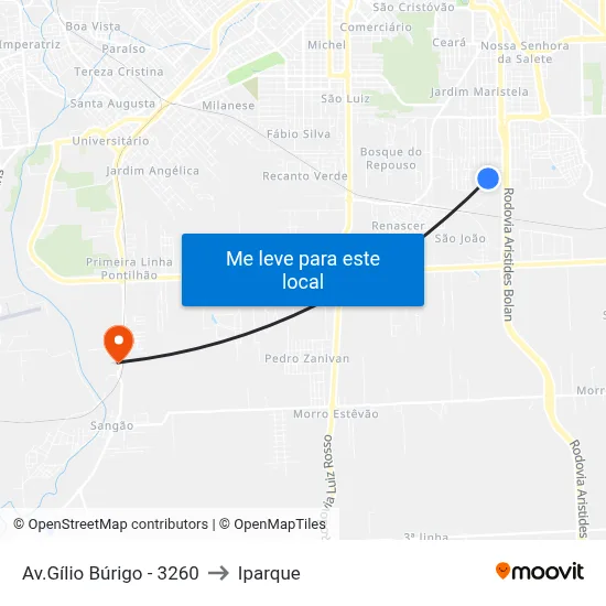 Av.Gílio Búrigo - 3260 to Iparque map