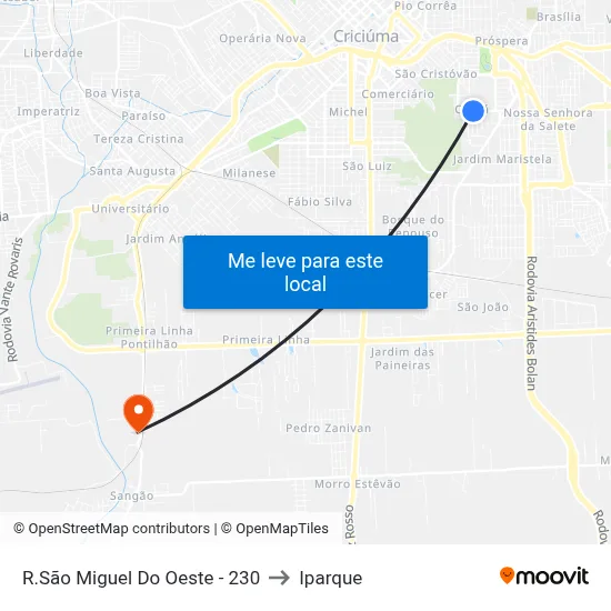 R.São Miguel Do Oeste - 230 to Iparque map