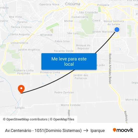 Av.Centenário - 1051(Dominio Sistemas) to Iparque map