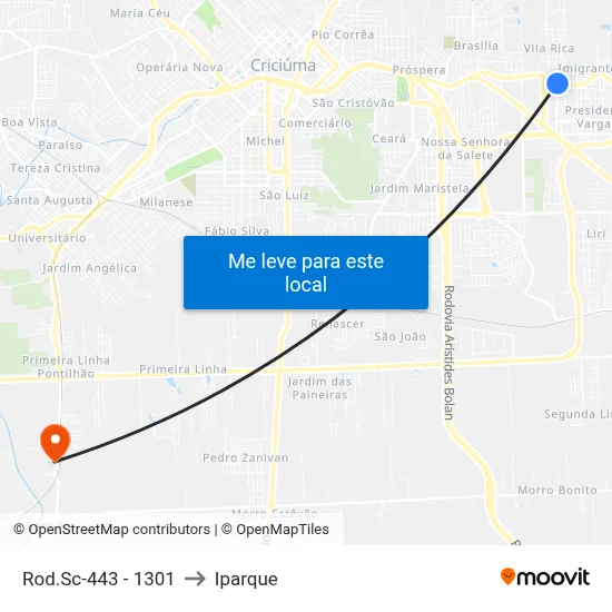 Rod.Sc-443 - 1301 to Iparque map
